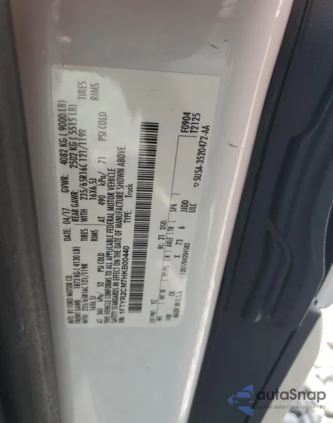 2017 Ford Transit T-250 из США, поврежденный, VIN 1FTYR2CM7HKB00440